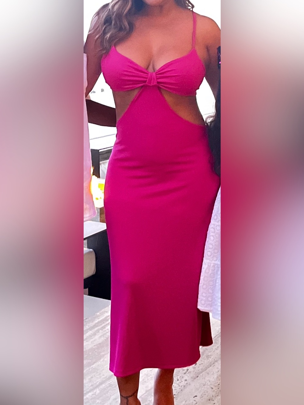 SHEIN Hot Pink Cutout Midi Dress